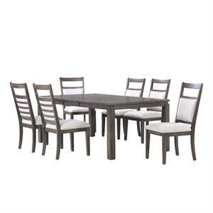 Sunset Trading Shades of Gray 7PC 82&quot Extendable Wood/Fabric Dining Set in Gray
