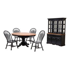 Sunset Trading Selections 48-66&quot Extending Dining Set w Buffet Black/Cherry Wood