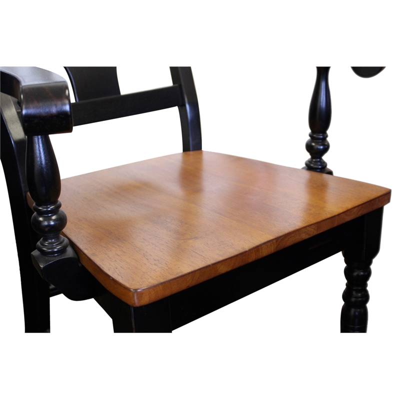 Sunset Trading Black Cherry Selections Arm Wood Barstool in Black (Set of 2)