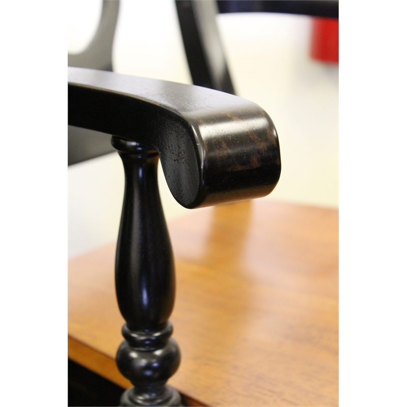 Sunset Trading Black Cherry Selections Arm Wood Barstool in Black (Set of 2)