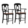 Sunset Trading Black Cherry Selections Arm Wood Barstool in Black (Set of 2)