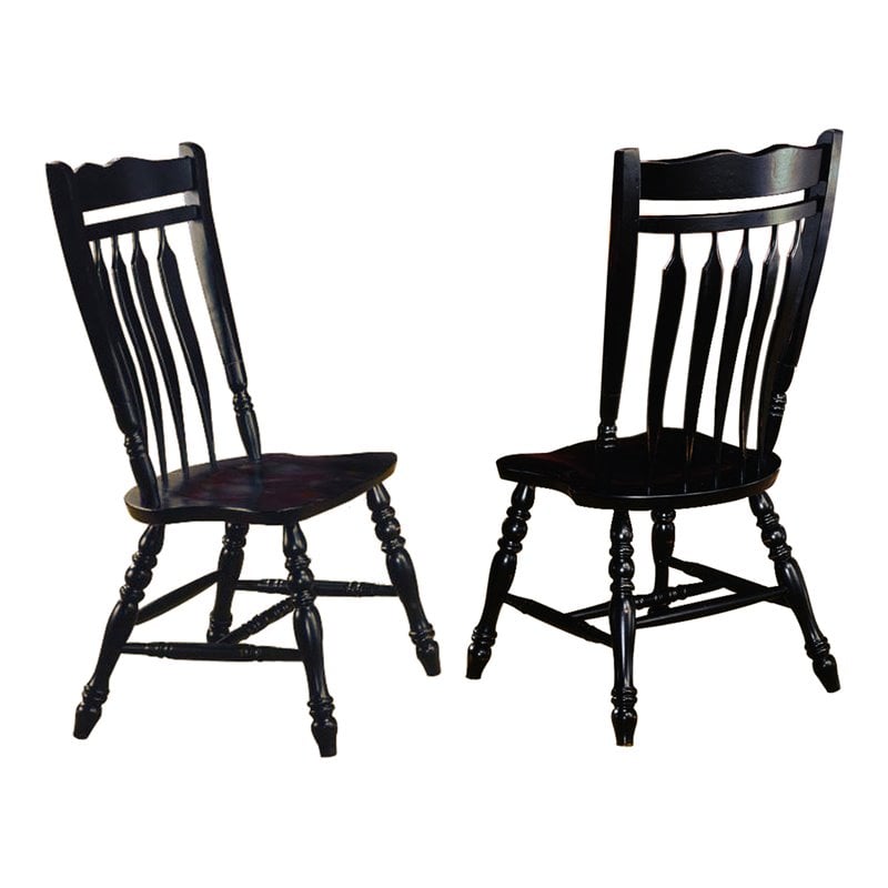 Sunset Trading Black Cherry Selections Wood Dining Chairs in Black (Set of 2)