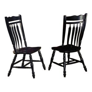 Sunset Trading Black Cherry Selections Wood Dining Chairs in Black (Set of 2)