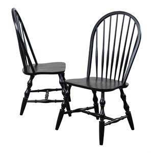 Sunset Trading Black Cherry Selections 20&quot Wood Dining Chair in Black (Set of 2)