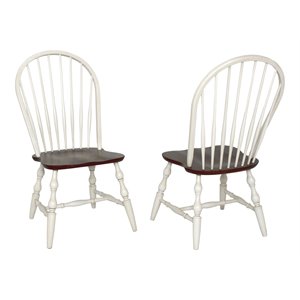 Sunset Trading Andrews 18&quot Windsor Wood Dining Chairs in White (Set of 2)