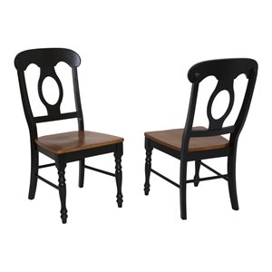 Sunset Trading Black Cherry Selections Wood Dining Chair in Black (Set of 2)