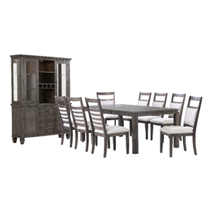 Sunset Trading Shades of Gray 11-Piece 82&quot Extendable Wood Dining Set in Gray