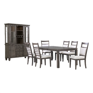 Sunset Trading Shades of Gray 9-Piece 82&quot Extendable Wood Dining Set in Gray
