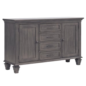 Sunset Trading Shades of Gray 4 Drawers & 2 Storage Cabinets Wood Buffet in Gray