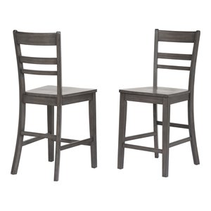 Sunset Trading Shades of Gray 24&quot Wood Slat Back Stools in Gray (Set of 2)