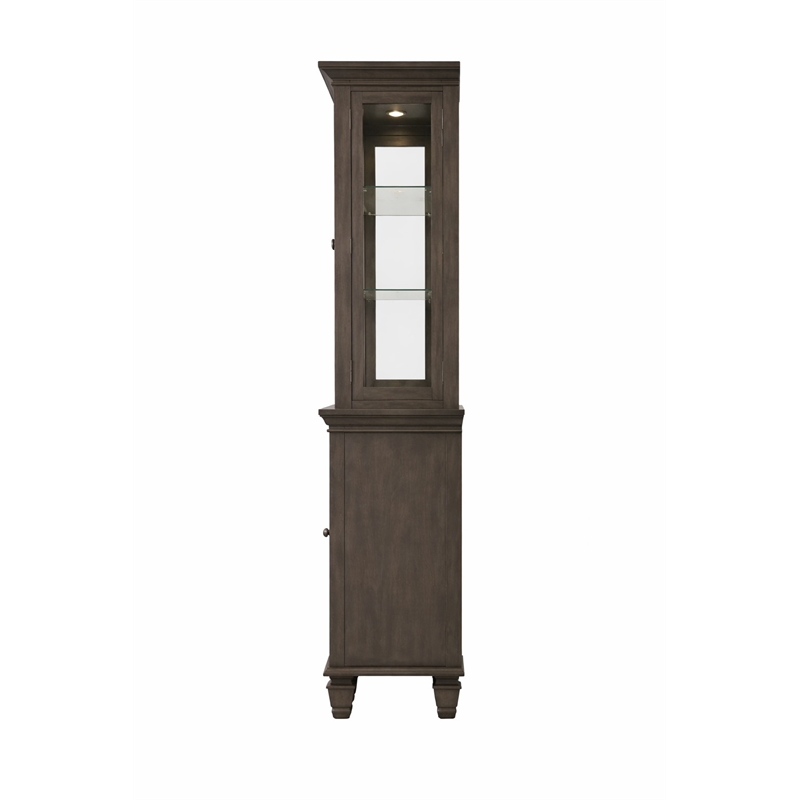 Sunset Trading Shades of Gray Wood Lighted China Cabinet/Wine Storage in Gray