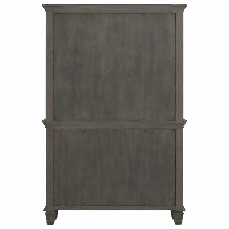 Sunset Trading Shades of Gray Wood Lighted China Cabinet/Wine Storage in Gray