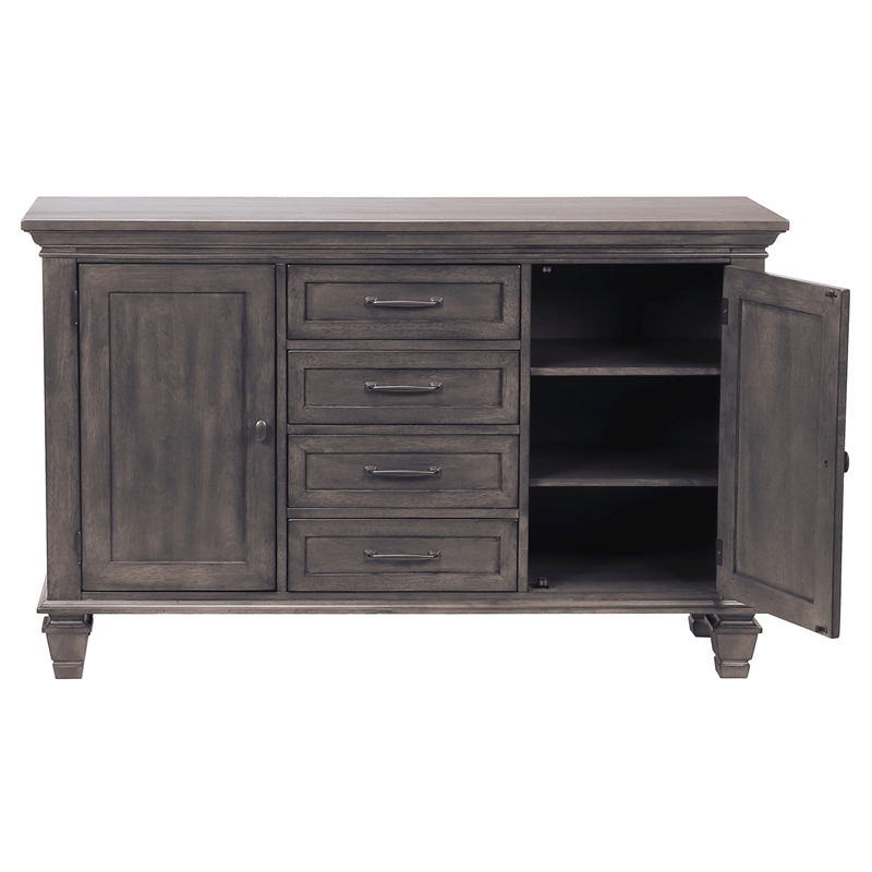 Sunset Trading Shades of Gray Wood Lighted China Cabinet/Wine Storage in Gray
