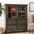 Sunset Trading Shades of Gray Large 4-Drawer Wood Lighted China Cabinet in Gray