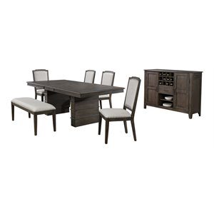 Sunset Trading Cali 7-Piece 96&quot Rectangular Extendable Wood Dining Set in Brown