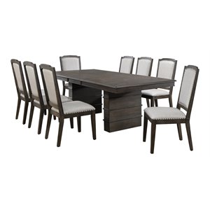 Sunset Trading Cali 9-Piece 96&quot Rectangular Extendable Wood Dining Set in Brown