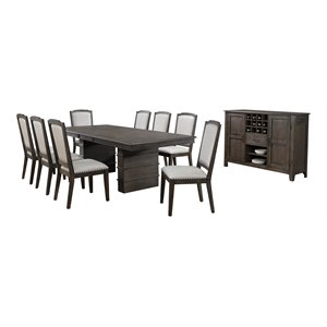 Sunset Trading Cali 10-Piece 96&quot Rectangular Extendable Wood Dining Set in Brown