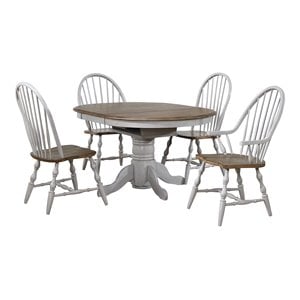 Sunset Trading Country Grove 5PC 42&quot Round Extendable Wood Dining Set in Gray