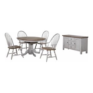 Sunset Trading Country Grove 6PC 42&quot Round Extendable Wood Dining Set in Gray