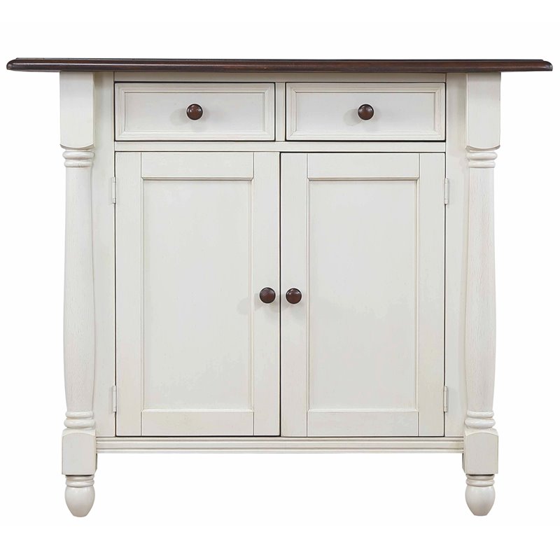 Sunset Trading Andrews Traditional Wood Kitchen Island in Antique White/Chestnut