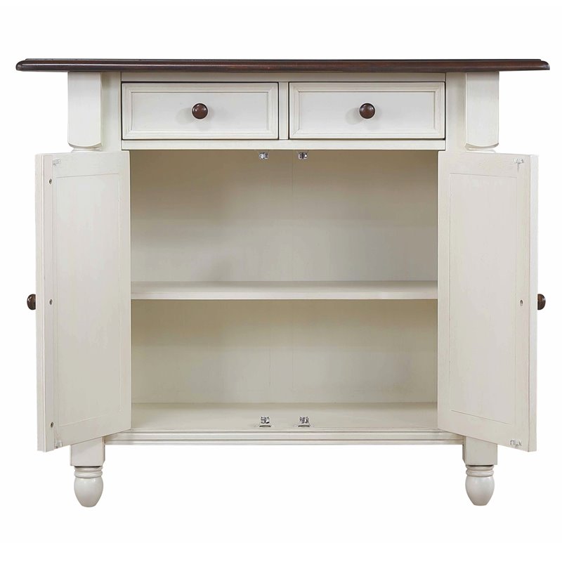 Sunset Trading Andrews Traditional Wood Kitchen Island in Antique White/Chestnut