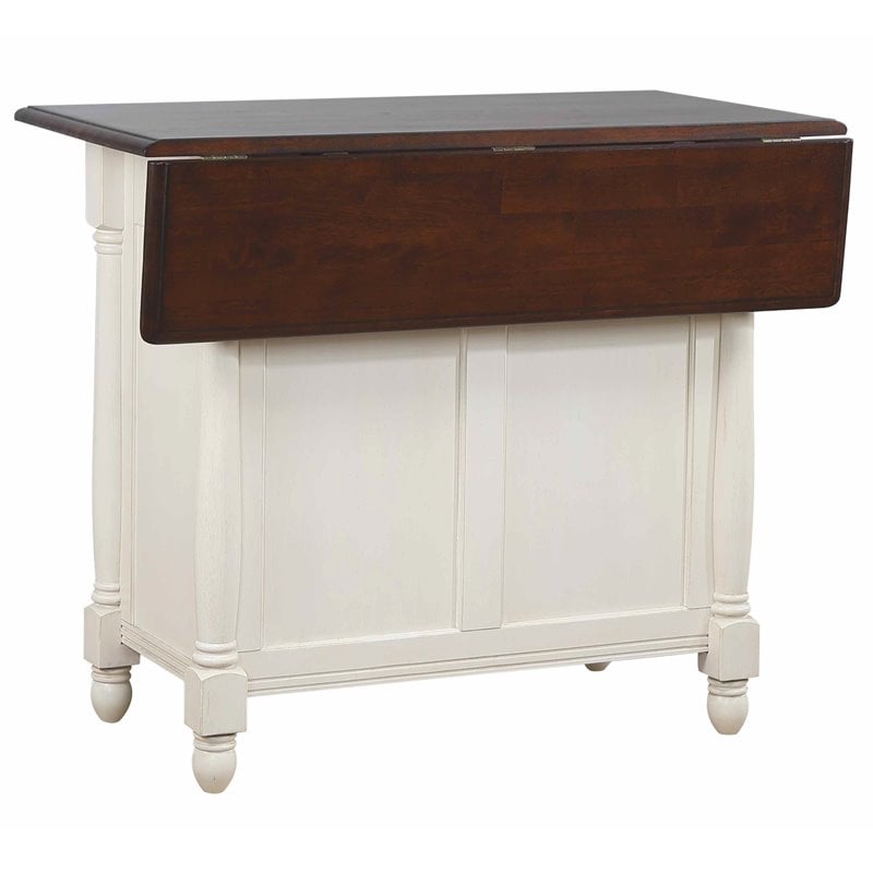 Sunset Trading Andrews Traditional Wood Kitchen Island in Antique White/Chestnut