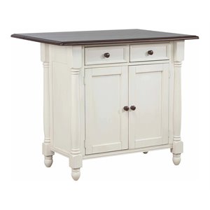 Sunset Trading Andrews Traditional Wood Kitchen Island in Antique White/Chestnut