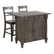Sunset Trading Shades of Gray 3-Piece Expandable Wood Kitchen Island Set in Gray