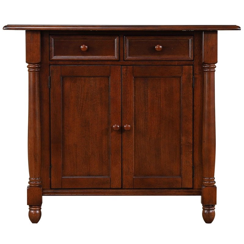 Sunset Trading Andrews Drop Leaf Traditional Wood Kitchen Island in Chestnut