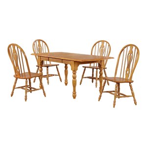 Sunset Trading Oak Selections 5PC 72&quot Drop Leaf Wood Dining Set in Oak