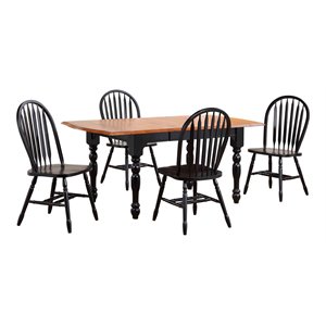 Sunset Trading Black Cherry Selections 5-Piece 72&quot Wood Dining Set in Black