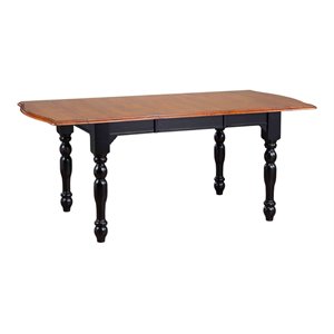 Sunset Trading Black Cherry Selections 72&quot Drop Leaf Wood Dining Table in Black