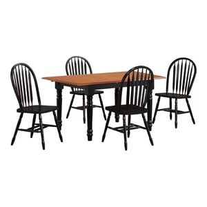 Sunset Trading Black Cherry Selections 5-Piece 60&quot Wood Dining Set in Black