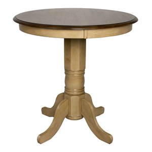 Sunset Trading Brook Round 36&quot Round Wood Pub Pedestal Dining Table in Cream