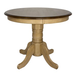 Sunset Trading Brook Round 36&quot Farmhouse Wood Pedestal Dining Table in Cream