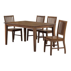 Sunset Trading Simply Brook 5-Piece 60&quot Rectangular Wood Dining Set in Brown