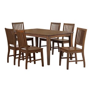 Sunset Trading Simply Brook 7-Piece 60&quot Rectangular Wood Dining Set in Brown