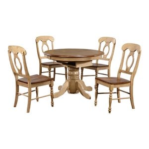 Sunset Trading Brook 5-Piece 42 - 60&quot Extendable Wood Dining Set in Cream