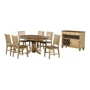 Sunset Trading Brook 8-Piece 42 - 60&quot Extendable Wood Dining Set in Cream