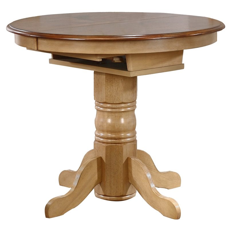 Sunset Trading Brook 5PC Extendable Wood Dining Set & Napoleon Stools in Cream