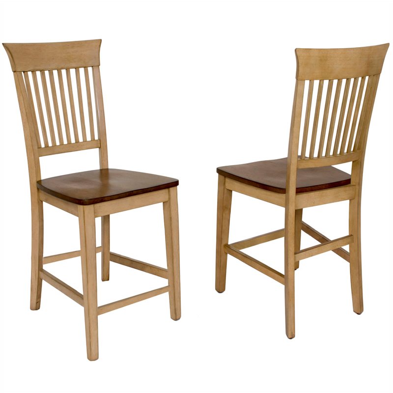 Sunset Trading Brook 5-Piece Extendable Wood Dining Set & Slat Stools in Cream