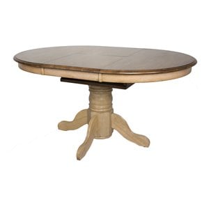 Sunset Trading Brook 42&quot Round Extendable Butterfly Wood Dining Table in Cream