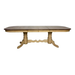 Sunset Trading Brook 96&quot Double Pedestal Extendable Wood Dining Table in Cream