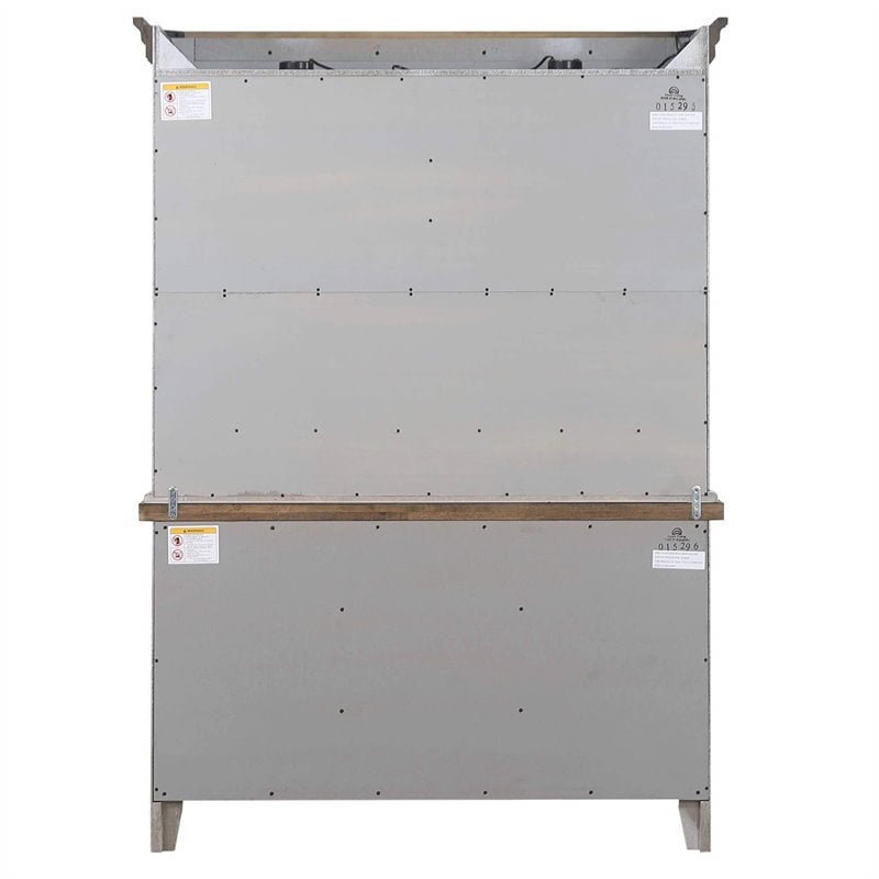 Sunset Trading Country Grove Wood Buffet and Lighted Hutch in Gray/Brown