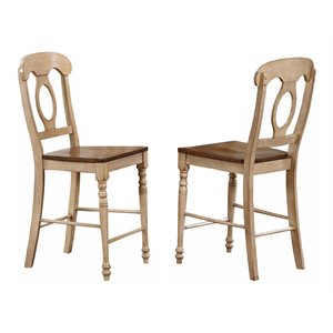 Sunset Trading Brook 24&quot Wood Napoleon Barstools in Cream (Set of 2)