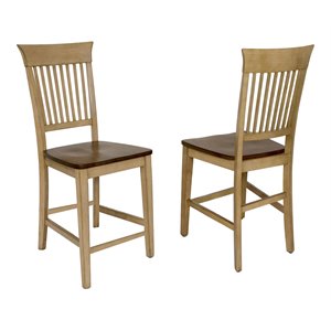 Sunset Trading Brook 24&quot Wood Fancy Slat Barstools in Cream (Set of 2)