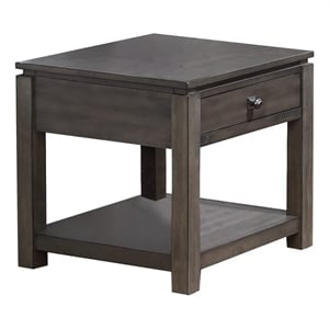 Sunset Trading Shades of Gray Wood End Table with Drawer and Shelf in Gray