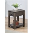Sunset Trading Shades of Gray Wood Narrow End Table with Drawer & Shelf in Gray