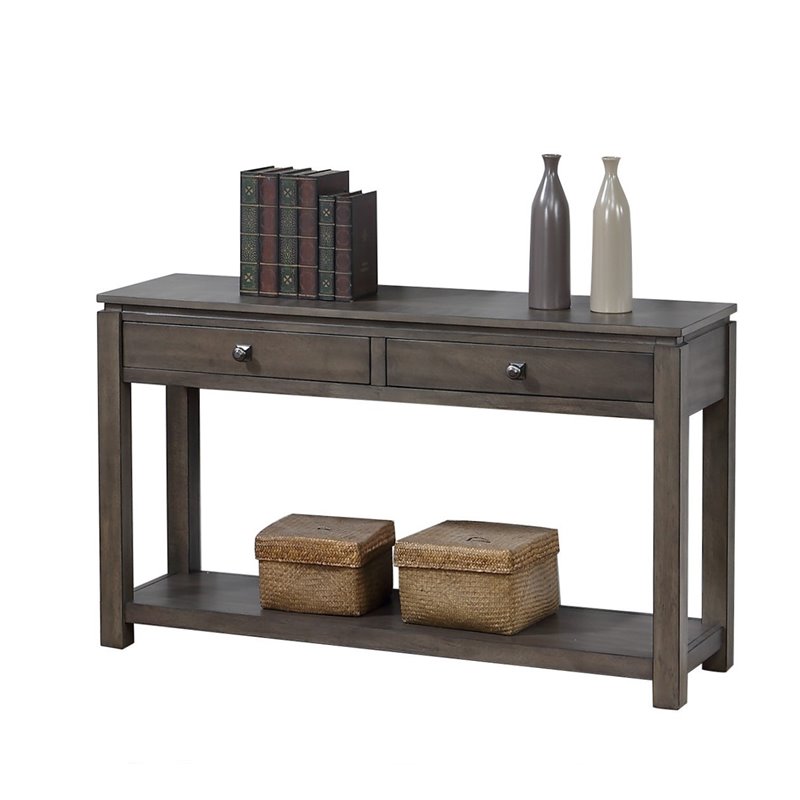 Sunset Trading Shades of Gray 3-Piece Drawers Wood Living Room Table Set in Gray
