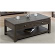 Sunset Trading Shades of Gray Wood Coffee Table with Drawers and Shelf in Gray